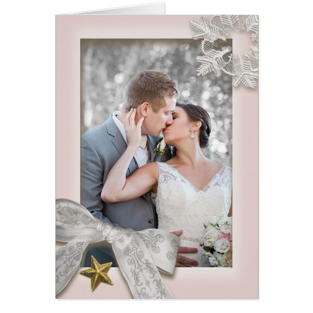 Elegant Snowflakes Winter Wedding Thank You Card (Front)