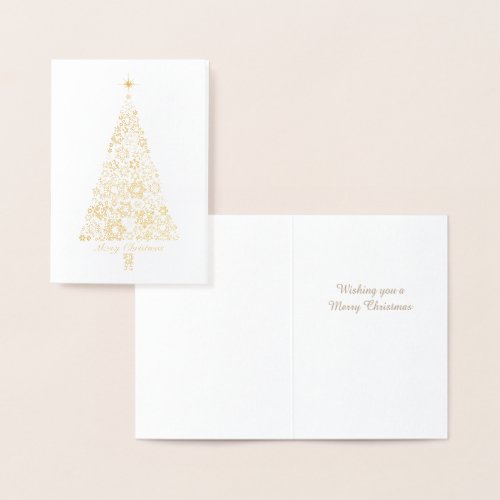 Elegant Snowflakes Xmas Tree  Gold Christmas Card