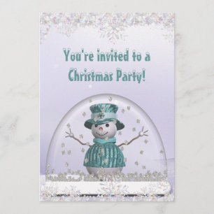 Elegant SnowGlobe & Snowman Christmas Party Invitation