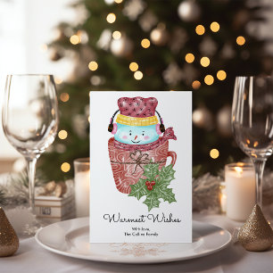 Elegant Snowman Mug Christmas  Holiday Card
