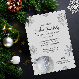 Elegant Snowy Christmas Holiday Party Invitation