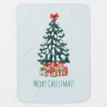 Elegant Snowy Christmas Tree Baby Blanket