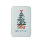 Elegant Snowy Christmas Tree Bath Mat