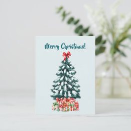 Elegant Snowy Christmas Tree Postcard