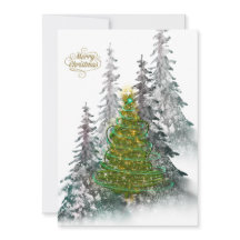 Elegant Snowy Forest Christmas Tree holiday Card