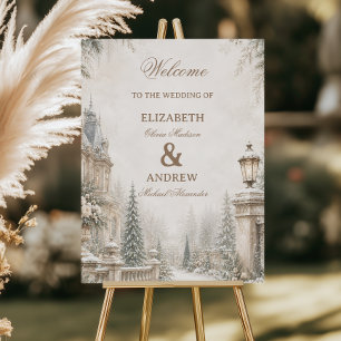 Elegant Snowy Manor Garden Entrance Foam Board