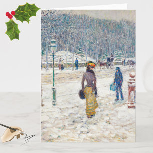 Elegant Snowy New York Vintage Art Christmas Card
