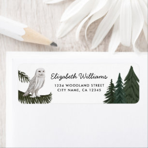 Elegant Snowy Owl Return Address Label