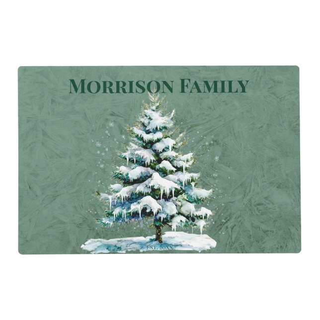 Elegant Snowy Spruce Winter Table Linens Placemat (Front)