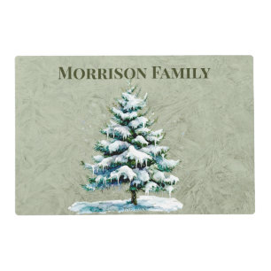 Elegant Snowy Spruce Winter Table Linens Placemat