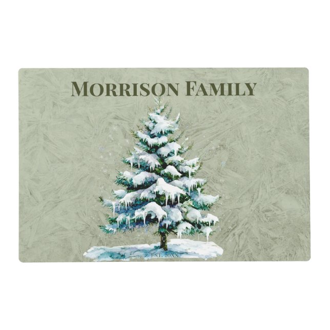 Elegant Snowy Spruce Winter Table Linens Placemat (Front)