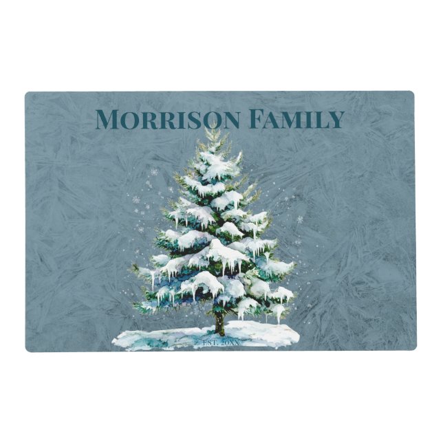 Elegant Snowy Spruce Winter Table Linens Placemat (Front)