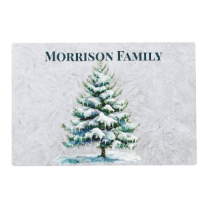 Elegant Snowy Spruce Winter Table Linens Placemat