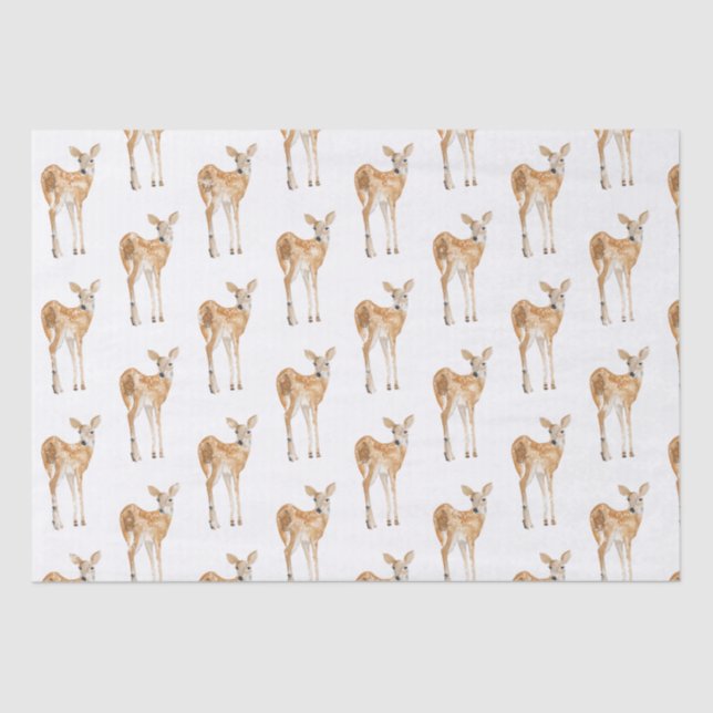 Elegant Snowy Winter Animals Doe Deer Tissue Paper (Front)