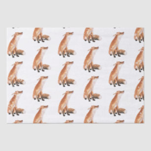 Elegant Snowy Winter Animals Red Fox Tissue Paper