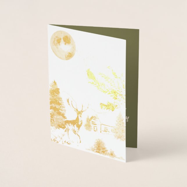 Elegant Snowy Winter Wonderland Cardinal Foil Card (Front)