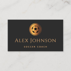 Elegant Soccer Coach Player Instructor Gold Ball Business Card at Zazzle