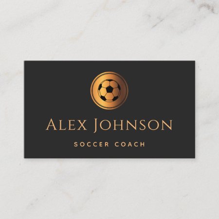 Elegant Soccer Coach Player Instructor Gold Ball Business Card