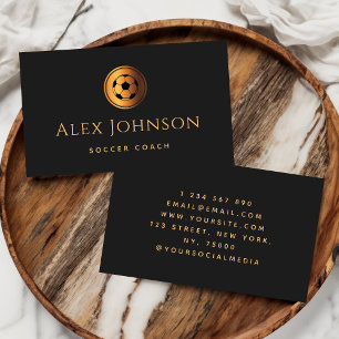Elegant Soccer Coach Player Instructor Gold Ball Business Card