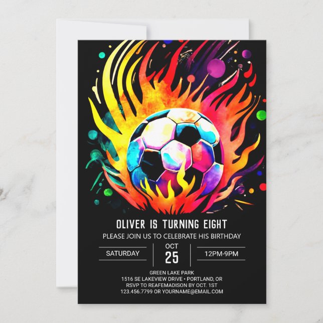 Elegant Soccer Kids Online Birthday Invitation (Front)