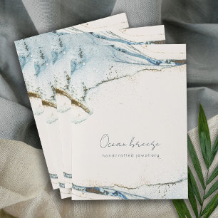 Elegant Soft Abstract Watercolor Blue Gold Beachy Pocket Folder