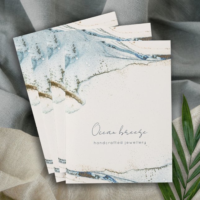 Elegant Soft Abstract Watercolor Blue Gold Beachy Pocket Folder (Creator Uploaded)