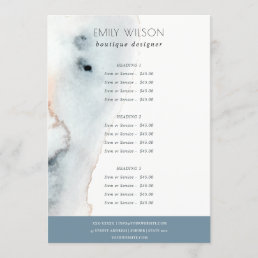 Elegant Soft Aqua Blue Gold Beachy Service Price Menu