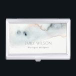 Elegant Soft Aqua Blue Gold Watercolor Beachy Business Card Case<br><div class="desc">If you need any further customisation please feel free to message me on yellowfebstudio@gmail.com.</div>