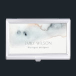 Elegant Soft Aqua Blue Gold Watercolor Beachy Business Card Case<br><div class="desc">If you need any further customisation please feel free to message me on yellowfebstudio@gmail.com.</div>