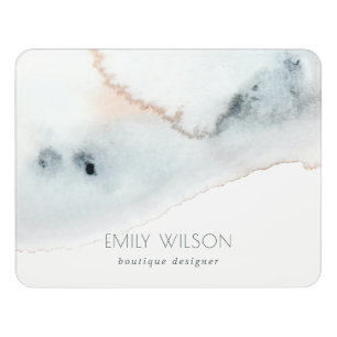 Elegant Soft Aqua Blue Gold Watercolor Beachy  Door Sign