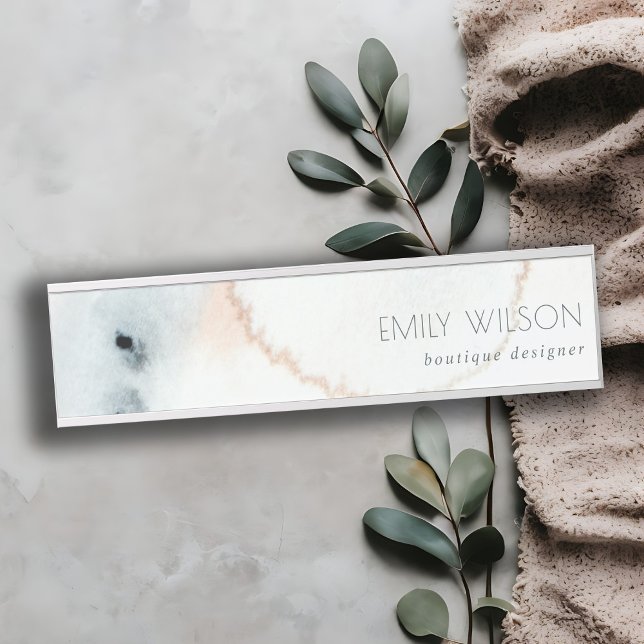 Elegant Soft Aqua Blue Gold Watercolor Beachy Door Sign (Creator Uploaded)