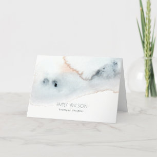 Elegant Soft Aqua Blue Gold Watercolor Beachy Letterpress Thank You Card