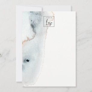 Elegant Soft Aqua Blue Gold Watercolor Beachy Logo Thank You Card