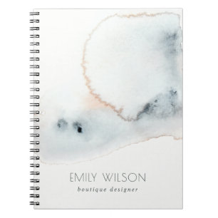 Elegant Soft Aqua Blue Gold Watercolor Beachy Notebook