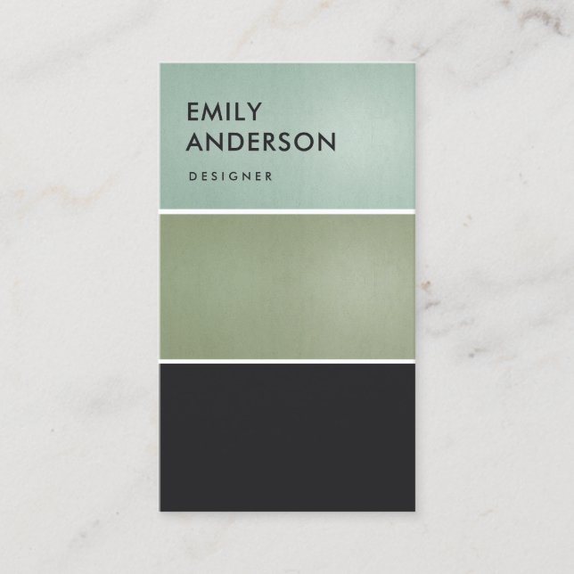 ELEGANT SOFT AQUA BLUE GREEN METALLIC BLACK STRIPS BUSINESS CARD (Front)