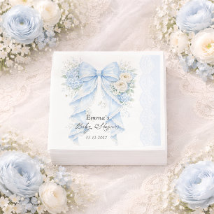 Elegant Soft Blue Bow Floral Boy Baby Shower Napkins