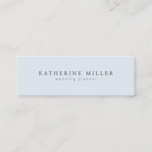 Elegant soft blue linen minimal wedding planner mini business card