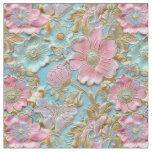 Elegant soft blue soft pink floral cloisonne fabric