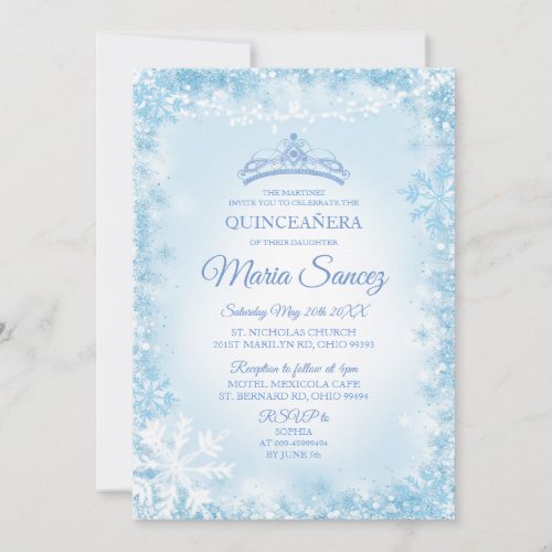 Elegant Soft Blue  String Light Mis Quince Invite