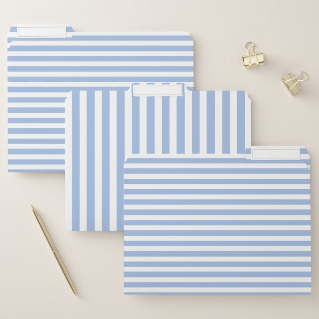 Elegant Soft Blue Striped File Folder (Set)