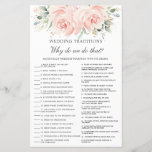 Elegant Soft Blush Floral Wedding Traditions Game<br><div class="desc">Simply press the customize it button to edit texts,  further re-arrange and format the style and placement of the texts.  Matching items available in store!  Answer Key: 1.L 2.P 3.E 4.N 5.B 6.A 7.G 8.M 9.O 10.H 11.D 12.C 13.J 14.K 15.F 16.R 17.I 18.Q (c) The Happy Cat Studio.</div>