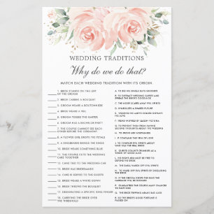 Elegant Soft Blush Floral Wedding Traditions Game