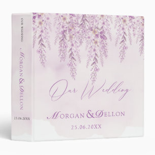 Elegant Soft Blush Lavender Floral Wedding 3 Ring Binder