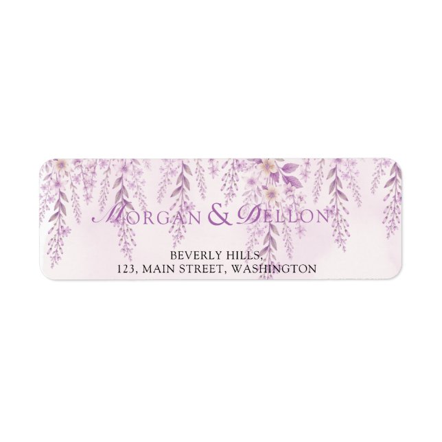 Elegant Soft Blush Lavender Floral Wedding Address Label (Front)