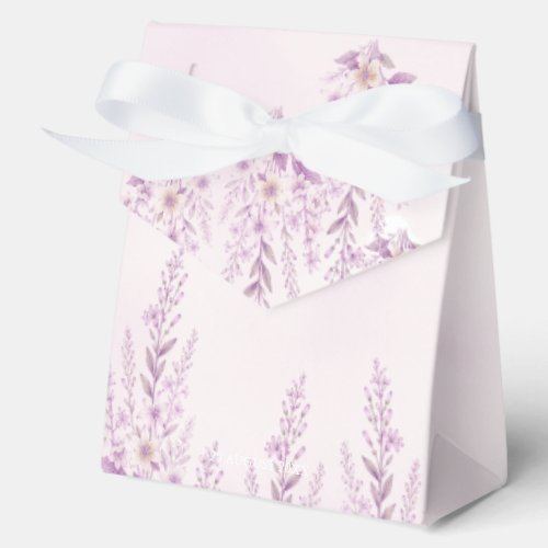 Elegant Soft Blush Lavender Floral Wedding Favor Boxes