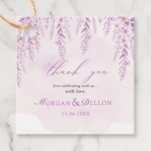 Elegant Soft Blush Lavender Floral Wedding  Favor  Tags