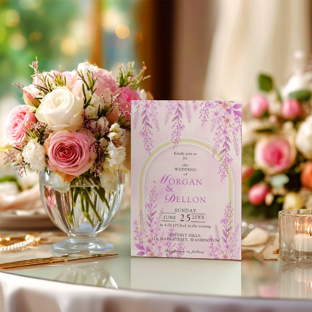 Elegant Soft Blush Lavender Floral Wedding Invitation (Creator Uploaded)