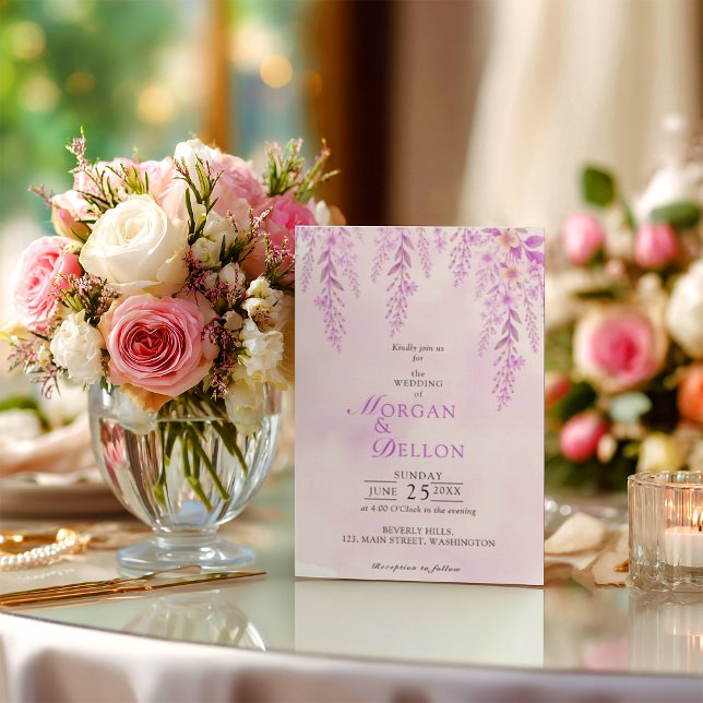 Elegant Soft Blush Lavender Floral Wedding Invitation (Creator Uploaded)