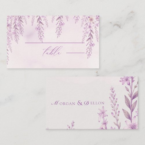 Elegant Soft Blush Lavender Floral Wedding Place Card