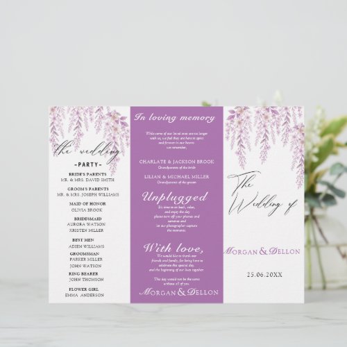 Elegant Soft Blush Lavender Floral Wedding Program